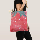Tote Bag Jolie fraise à l'aquarelle (De près)