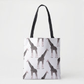Tote Bag Jolie Giraffe noire blanche rose (Devant)