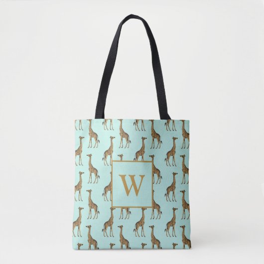 Tote Bag Jolie Giraffes Monogramme Initial (Devant)