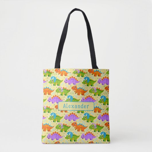 Tote Bag Jolie impression de dinosaure personnalisable (Devant)