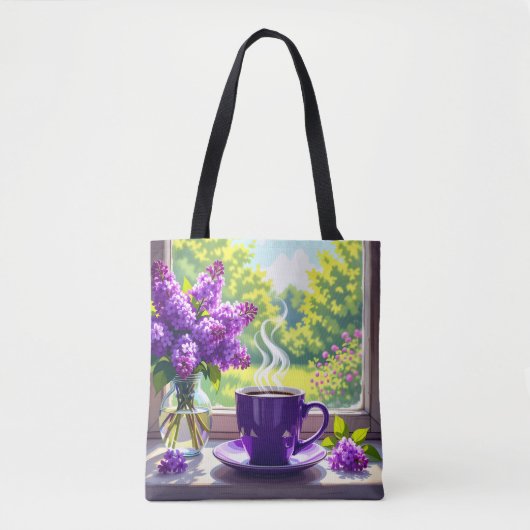 Tote Bag Jolie Lilacs et café violets (Devant)