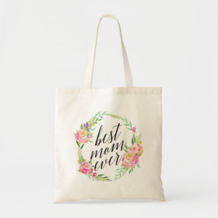 Tote Bag Jolie Meilleure maman jamais Floral Wreath
