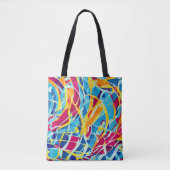 Tote Bag Jolie oeuvre rétro Blue Pink tendance abstrait (Devant)