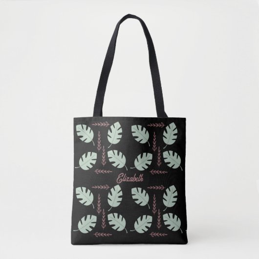 Tote Bag Jolie Palme & Branche Sage Vert & Rose Dusty Rose (Devant)