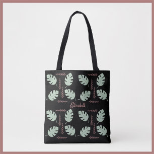Tote Bag Jolie Palme & Branche Sage Vert & Rose Dusty Rose