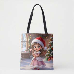 Tote Bag Jolie petite princesse avec chapeau de Noël