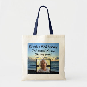 TOTE BAG JOLIE PHOTO PERSONNALISÉE DU 90ÈME ANNIVERSAIRE