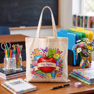 Tote Bag Jolie pomme de dessin animé rouge professeur inspi