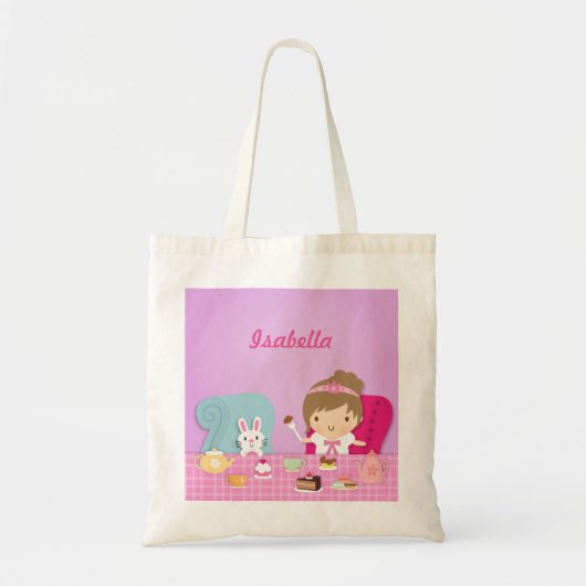 Tote Bag Jolie Princesse et Bunny Tea Party pour filles (Devant)