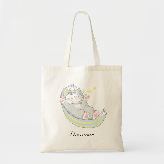 Tote Bag Jolie rêveuse Kitty Chat dans Hamac (Devant)