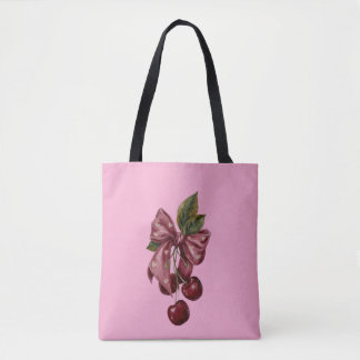 Tote Bag Jolie Ruban Cerise Coquette Rose Esthétique