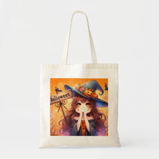 Tote Bag Jolie sorcière d'Halloween (Devant)