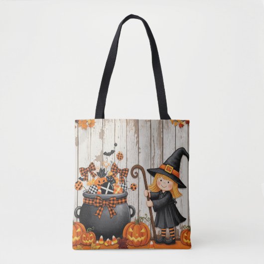 Tote Bag Jolie sorcière et lanternes (Devant)