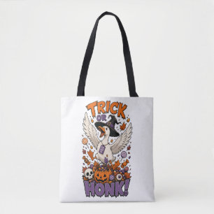 Tote Bag Jolie Sorcière Oie Citrouille Bonbon Graphique