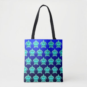 Tote Bag Jolie tortue turquoise bleu turquoise motif