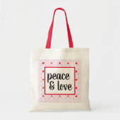 Tote Bag Jolie Typographie moderne Paix et Coeurs d'Amour (Devant)
