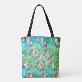 Tote Bag Jolie Unicorne avec thème Océan Bleu (Dos)