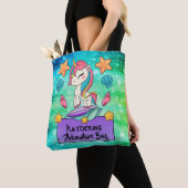 Tote Bag Jolie Unicorne avec thème Océan Bleu (De près)