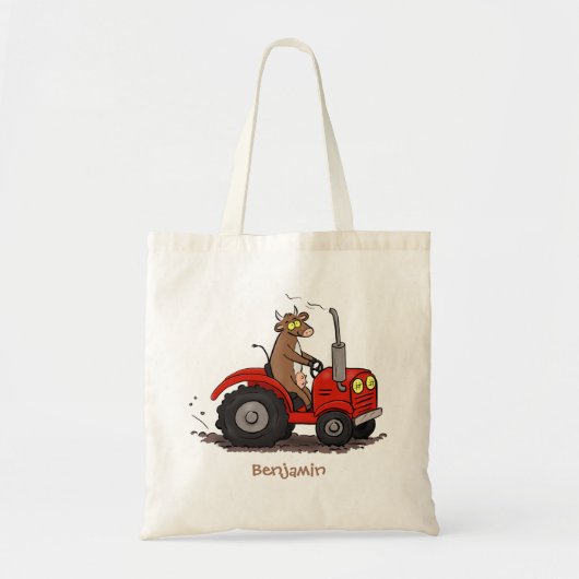 Tote Bag Jolie vache heureuse conduisant un dessin animé de (Devant)