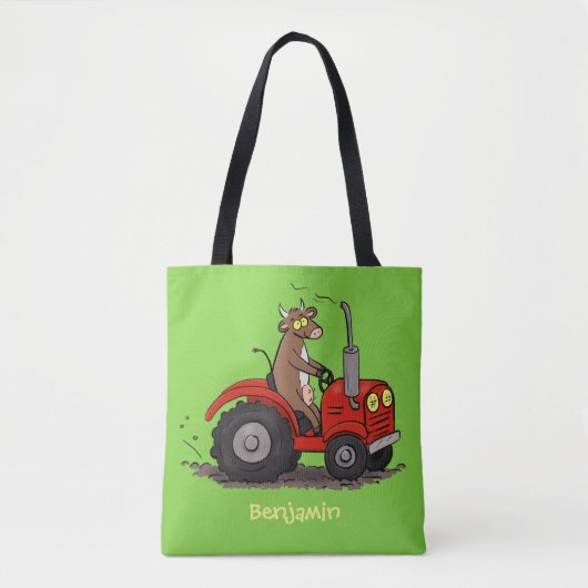 Tote Bag Jolie vache heureuse conduisant un dessin animé de (Devant)