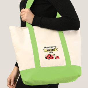 Tote Bag Jolies coccinelles promues grand-mère verte
