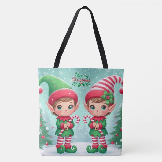 Tote Bag Jolies elfes de Noël (Devant)