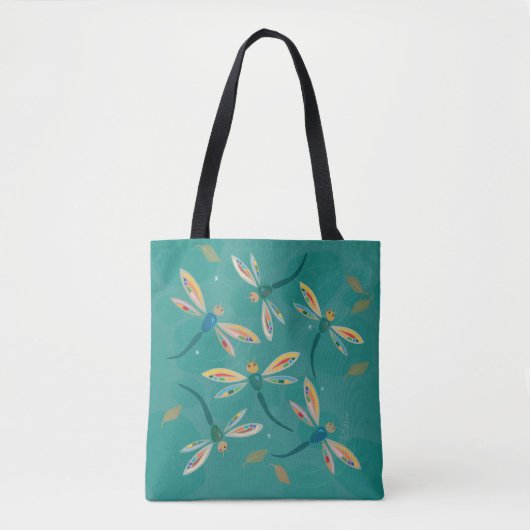 Tote Bag Jolies libellules de turquoise sur l'étang (Devant)