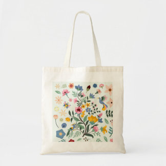 Tote Bag Jolies Oiseaux Et Fleurs