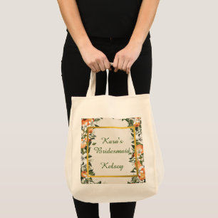 Tote Bag Jolies Peaches et Foliage Bridesmaid Coloré