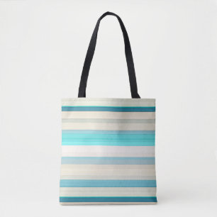 Tote Bag Jolies rayures aqua blanc