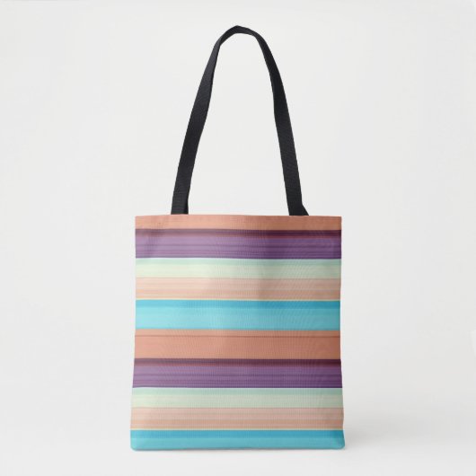 Tote Bag Jolies rayures bleues marron (Devant)