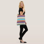 Tote Bag Jolies rayures bleues marron (Sur le modèle)
