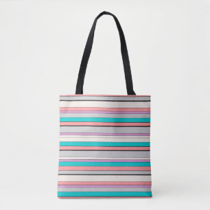 Tote Bag Jolies rayures grises aqua