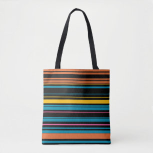Tote Bag Jolies rayures noires bleues