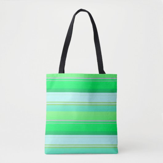 Tote Bag Jolies rayures vert aqua (Devant)