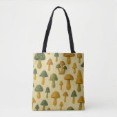 Tote Bag Jolis champignons beiges, dorés et verts (Devant)