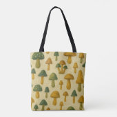 Tote Bag Jolis champignons beiges, dorés et verts (Dos)