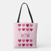 Tote Bag Jolis Cœurs Roses Initiales Monogramme (Dos)