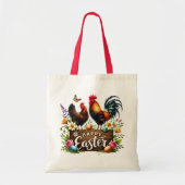 Tote Bag Jolis coqs de Pâques joyeux (Devant)