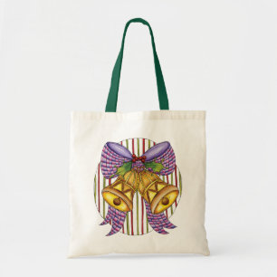 Tote Bag Jolis grelots de Noël avec ruban et nœud