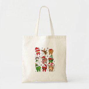 Tote Bag Jolis personnages de dent de Noël dentaire de Noël