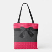 Tote Bag Jolis points rouges élégants - Nœud noir (Dos)
