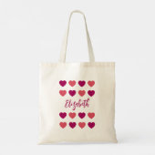 Tote Bag Jolis Tons de Coeurs Roses Écriture Cursive Nom (Dos)