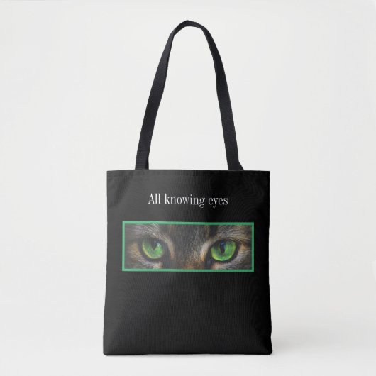 Tote Bag Jolis yeux de chat sur fond noir (Devant)