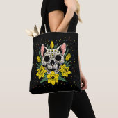 Tote Bag Jonquille & Crâne de Chat de Mars (De près)