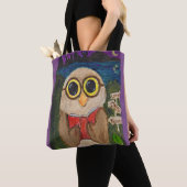 Tote Bag Jote lecteur d'Imaginaire Owl Folk Art (De près)