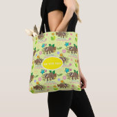 Tote Bag Jote Sloth Jaune Motif Funny Lazy Citation Florale (De près)
