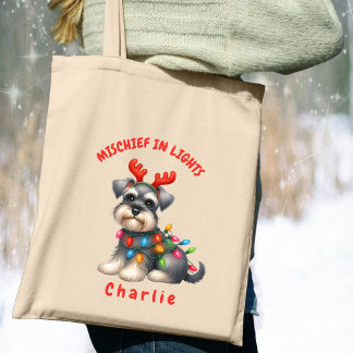 Tote Bag Jouer Aquarelle Miniature Schnauzer Festive Chien