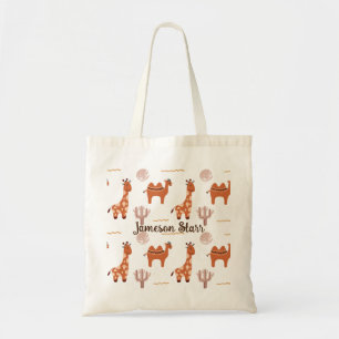 Tote Bag Jouet blanc Brown Animal Cactus Camel Llama