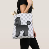 Tote Bag Jouet noir Poodle mignon chien de dessin (De près)